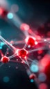 Abstract digital network with glowing red nodes and connections symbolizing data flow, artificial intelligence, and Royalty Free Stock Photo