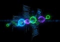 Abstract Digital Network with Glowing Spheres and Data Streams Royalty Free Stock Photo