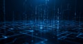 Abstract Digital Network Grid with Blue Glowing Lines and Data Streams Royalty Free Stock Photo