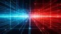 Abstract Digital Network Grid with Blue and Red Lines Converging in the Center bright business Royalty Free Stock Photo