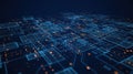 Abstract Digital Network Grid with Glowing Data Points Royalty Free Stock Photo
