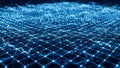Abstract Digital Network Grid of Glowing Blue Particles and Lines Connecting Nodes in Deep Space Royalty Free Stock Photo