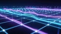 Abstract Digital Network Grid with Glowing Lines and Dots Representing Data Flow and Connectivity Royalty Free Stock Photo