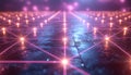 Abstract Digital Network Grid with Glowing Nodes Royalty Free Stock Photo