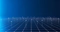 Abstract Digital Network Grid with Glowing Nodes on Blue Background Royalty Free Stock Photo