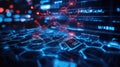 Abstract digital network grid with glowing nodes Royalty Free Stock Photo