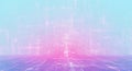Abstract Digital Network Grid with Glowing Pink and Blue Lines on a Gradient Background Royalty Free Stock Photo