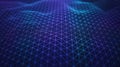 Abstract digital network grid with glowing purple and blue interconnected points Royalty Free Stock Photo