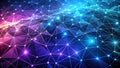 Abstract digital network of interconnected nodes and glowing lines forming a dynamic three-dimensional wave pattern. Generative AI Royalty Free Stock Photo