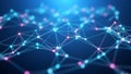 Abstract digital network of interconnected nodes and lines with glowing pink and cyan lights Keywords: abstract Royalty Free Stock Photo