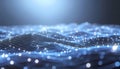 Abstract Digital Network Landscape with Glowing Blue Particles and Bokeh Effect, Representing Data Flow and Connectivity Royalty Free Stock Photo