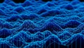 Abstract digital network mesh landscape with glowing blue connections and nodes Royalty Free Stock Photo