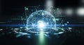 Abstract digital network sphere concept representing global data connection and artificial intelligence technology. Royalty Free Stock Photo