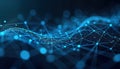 Abstract digital network structure. Dotted lines, points create complex shapes resembling network. Dynamic wave-like patterns Royalty Free Stock Photo