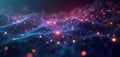 Abstract digital network structure with glowing nodes and lines. Futuristic data flow visualization, cybernetic mesh waves, Royalty Free Stock Photo