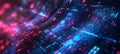Abstract digital network technology background with glowing binary code and data flow texture Royalty Free Stock Photo