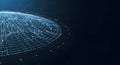 Abstract Digital Network with Glowing Connections and Data Points on a Dark Blue Background, Representing Global Technology and AI Royalty Free Stock Photo