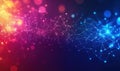 Abstract digital network visualization, colorful lights, interconnected nodes, vibrant background, technology concept