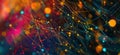 Abstract digital network visualization, colorful lights, intricate lines, vibrant background, technology concept, copy