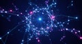 Abstract digital network visualization with glowing nodes and connecting lines creating a complex luminous web structure against a Royalty Free Stock Photo