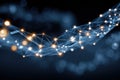 Generative AI Abstract digital network with glowing connecting points and flowing data streams business concept. Royalty Free Stock Photo