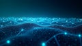 Abstract digital network visualization showing connected data points and flowing blue light trails across a dark background Royalty Free Stock Photo