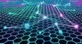 Abstract Network Connections Glowing Spheres on Hexagonal Grid Royalty Free Stock Photo
