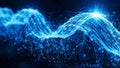 Abstract Blue Digital Network Wave with Glowing Particles and Light Trails image photo Royalty Free Stock Photo