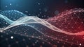 Abstract digital network waveform with glowing particles Royalty Free Stock Photo