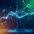 Abstract digital neural network and data visualization Royalty Free Stock Photo