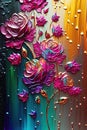 Abstract Digital Oil Painting of Colorful Rose Flowers .AI generated Illustration