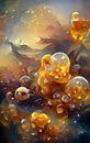 Bubbles in amber - abstract digital art