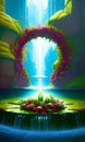 Fantasy flower arch - abstract digital art Royalty Free Stock Photo