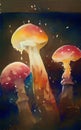 Glowing mushrooms - abstract digital art