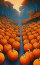 Haunted forest with pumpkins - Halloween landscape