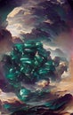 Shapes of malachite - abstract digital art