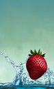 Juicy strawberries in water - abstract digital art
