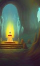 Forgotten ruins - altar - landscape in retro scifi style