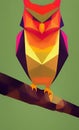 Low poly owl - stylized digital art Royalty Free Stock Photo