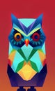 Low poly owl - stylized digital art Royalty Free Stock Photo