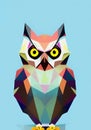 Low poly owl - stylized digital art Royalty Free Stock Photo