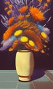 Vase with asters - digital art