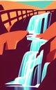 Cascading waterfalls - abstract digital art