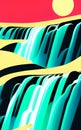 Cascading waterfalls - abstract digital art