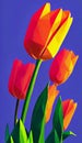 Low poly tulip - stylized digital art Royalty Free Stock Photo