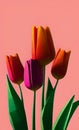 Low poly tulips - stylized digital art Royalty Free Stock Photo
