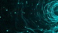 Abstract digital particle wave. Technology background. Colored musical wave. Dark background. Digital background with