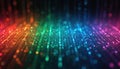 Abstract digital pattern with glowing colorful particles in motion. Lines of light form a spectrum from red to blue. Background Royalty Free Stock Photo