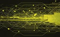 Abstract digital patterns with yellow lines and dots illustrating technology and connectivity in a dark environment Royalty Free Stock Photo