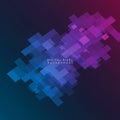 Abstract digital pixel design with overlapping translucent squares in shades of blue and